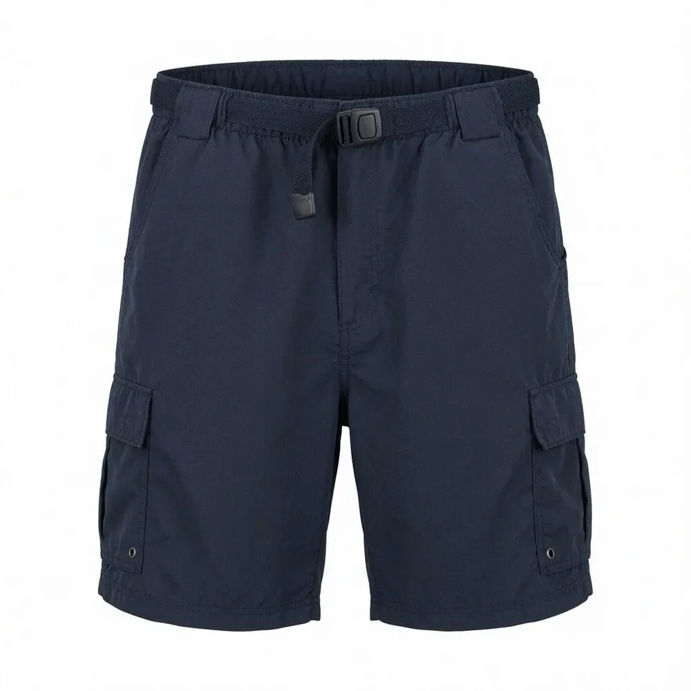 Lands End Shorts Mens XL 40-42 Blue Cargo Hiking Outdoor Swim Liner Belted Clasp
